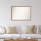 39-inch x 28-inch Narrow Gold Wood Wall Mirror (No Bevel)
