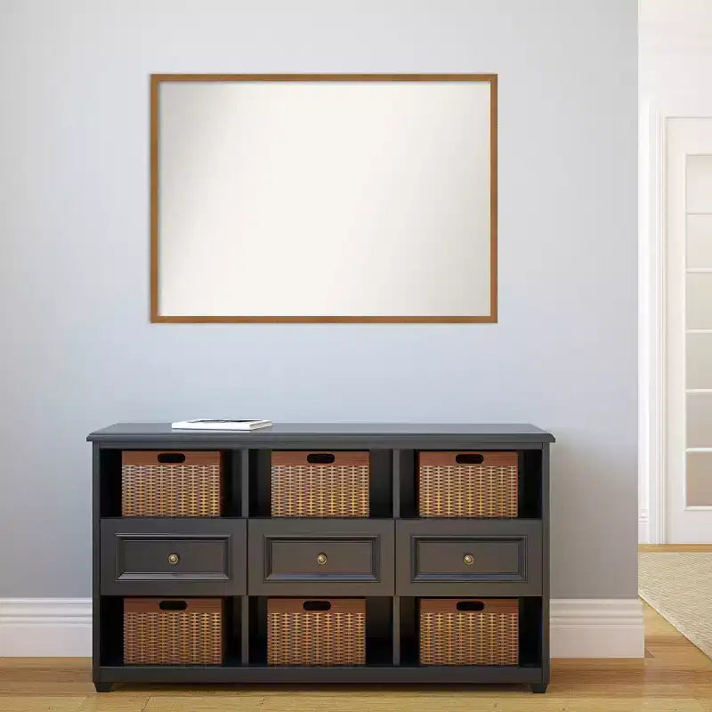 39-inch x 28-inch Narrow Gold Wood Wall Mirror (No Bevel)