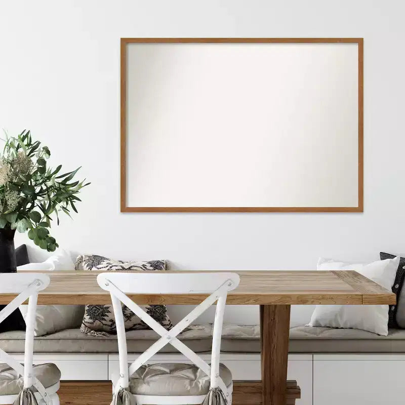39-inch x 28-inch Narrow Gold Wood Wall Mirror (No Bevel)