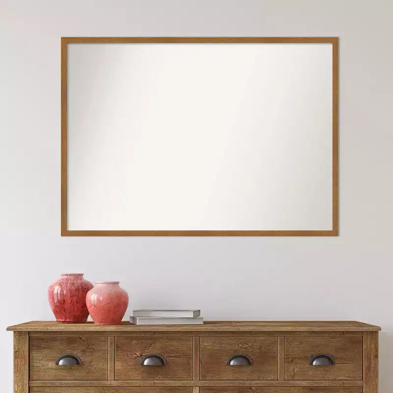 39-inch x 28-inch Narrow Gold Wood Wall Mirror (No Bevel)
