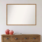 39-inch x 28-inch Narrow Gold Wood Wall Mirror (No Bevel)