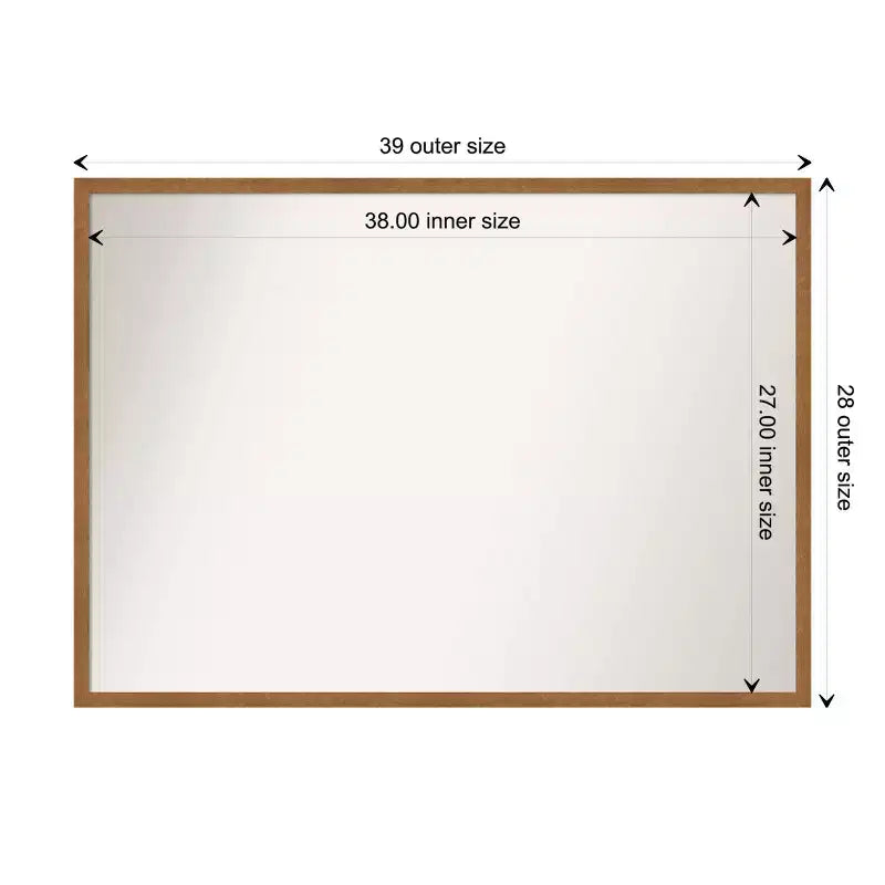 39-inch x 28-inch Narrow Gold Wood Wall Mirror (No Bevel)