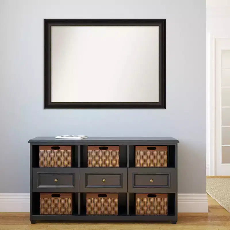 43" x 32" Non-Beveled Trio Oil Rubbed Bronze Bathroom Wall Mirror : Rectangle, Polystyrene Frame, Wall Mounted