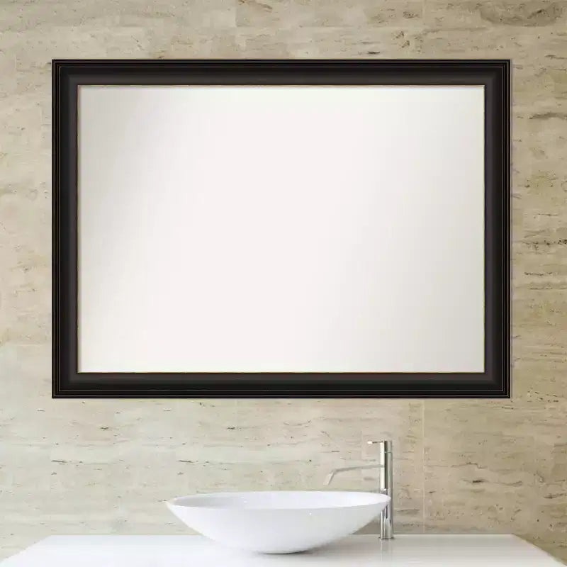 43" x 32" Non-Beveled Trio Oil Rubbed Bronze Bathroom Wall Mirror : Rectangle, Polystyrene Frame, Wall Mounted