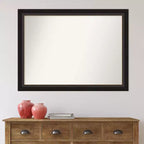 43" x 32" Non-Beveled Trio Oil Rubbed Bronze Bathroom Wall Mirror : Rectangle, Polystyrene Frame, Wall Mounted