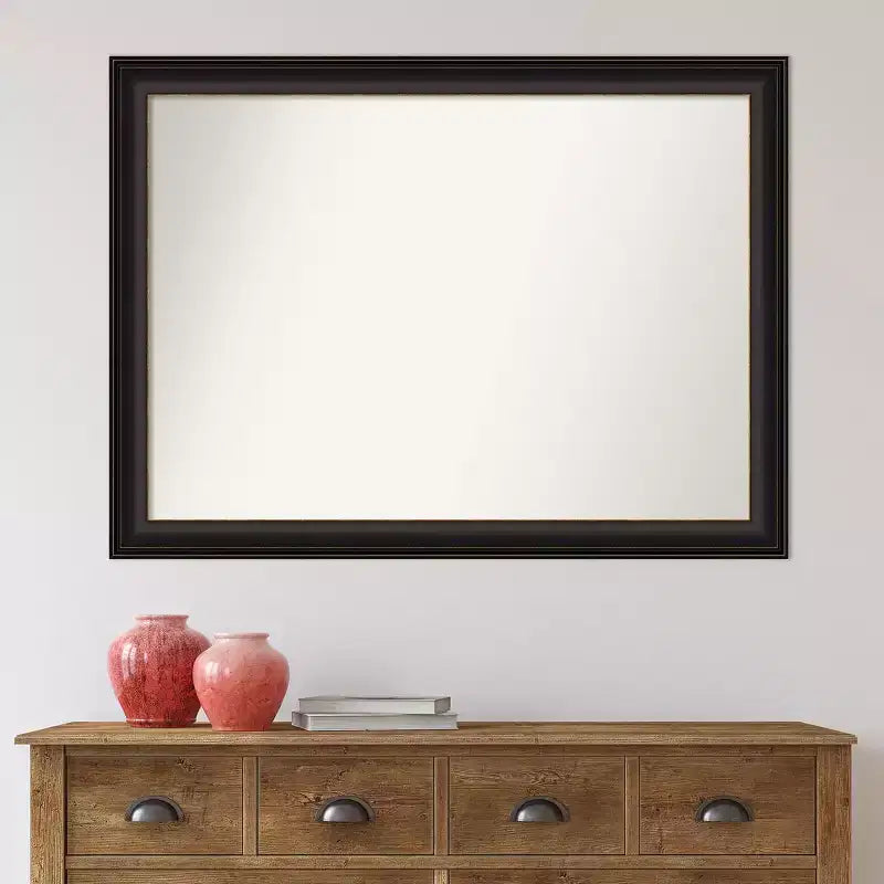 43" x 32" Non-Beveled Trio Oil Rubbed Bronze Bathroom Wall Mirror : Rectangle, Polystyrene Frame, Wall Mounted
