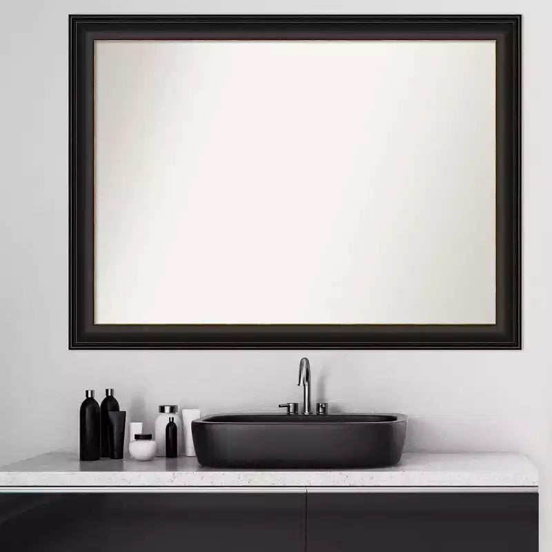 43" x 32" Non-Beveled Trio Oil Rubbed Bronze Bathroom Wall Mirror : Rectangle, Polystyrene Frame, Wall Mounted