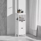 Modern Floor Cabinet with 2 Drawers and Open Shelf - White Freestanding Storage Organizer