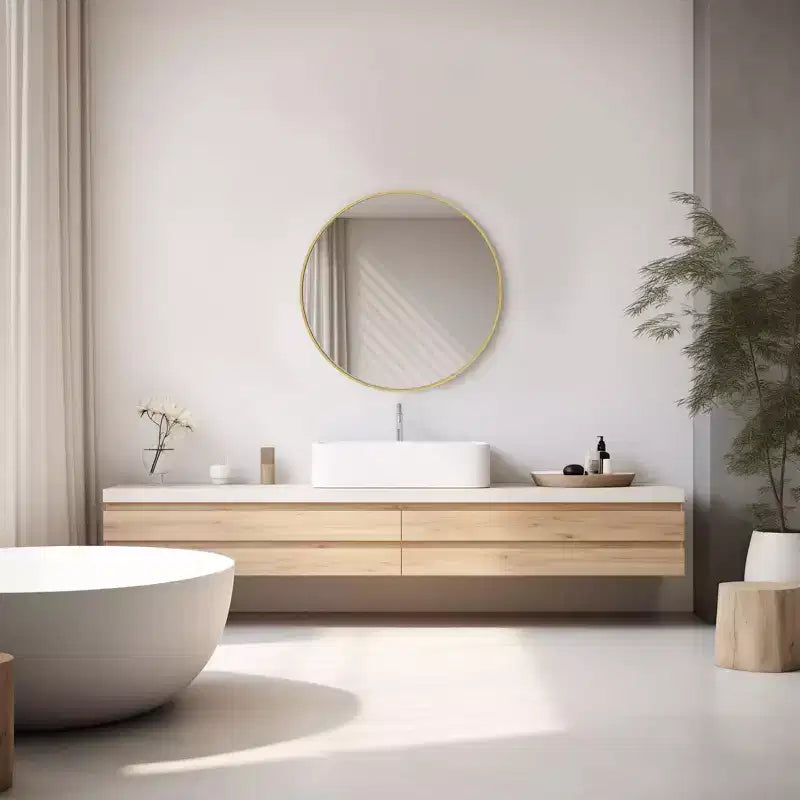 Miroir mural circulaire de 20 pouces, miroir suspendu au-dessus du lavabo, miroir suspendu de salle de bain