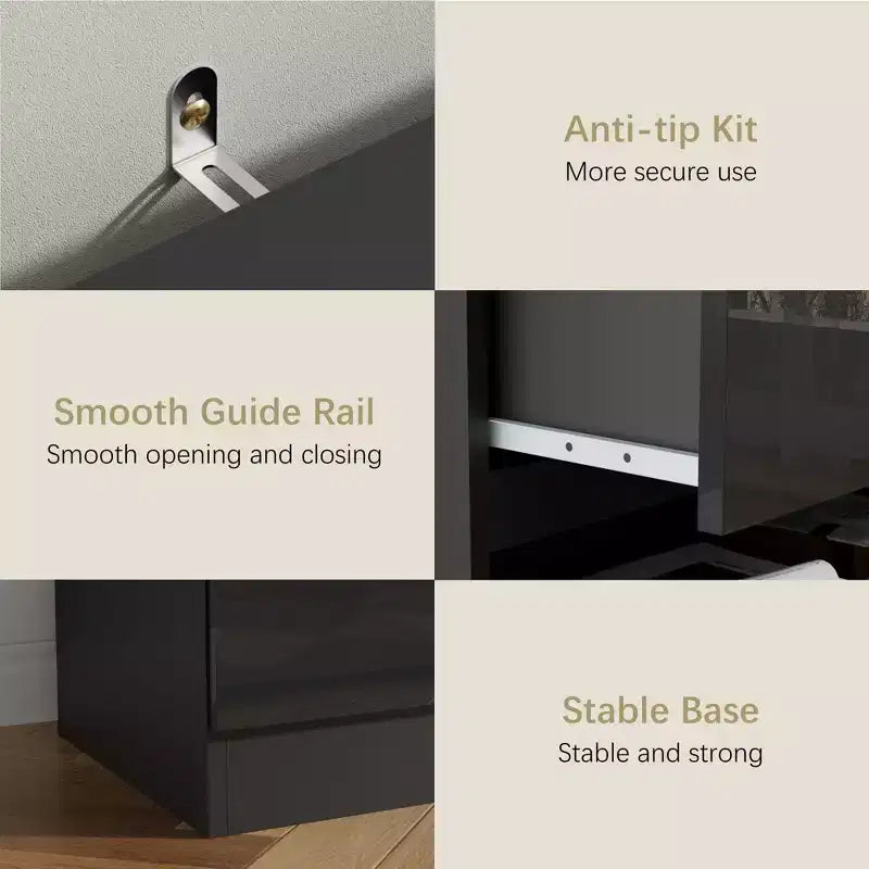 Kommode fürs Schlafzimmer, Schubladenkommode mit glänzender Oberfläche & großzügigem Stauraum, moderne Kommode