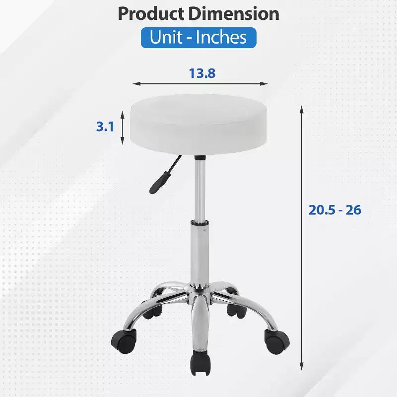 Versatile Salon Chair Round Rolling Stool Adjustable Height PU Leather Seat Cushion