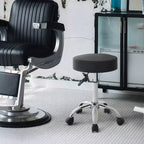 Versatile Salon Chair Round Rolling Stool Adjustable Height PU Leather Seat Cushion