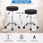 Versatile Salon Chair Round Rolling Stool Adjustable Height PU Leather Seat Cushion