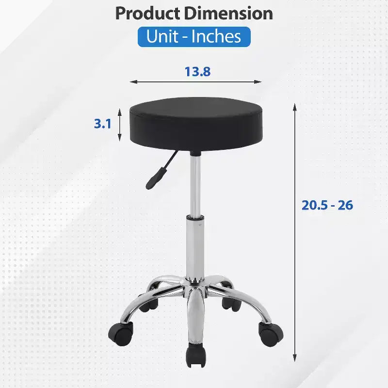 Versatile Salon Chair Round Rolling Stool Adjustable Height PU Leather Seat Cushion