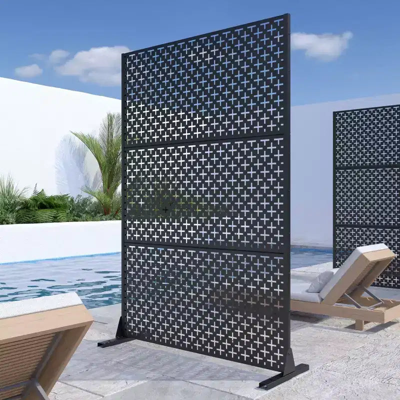 Çapraz Desenli Siyah Galvanizli Çelik Bölücü | 183Y x 120G x 4D cm