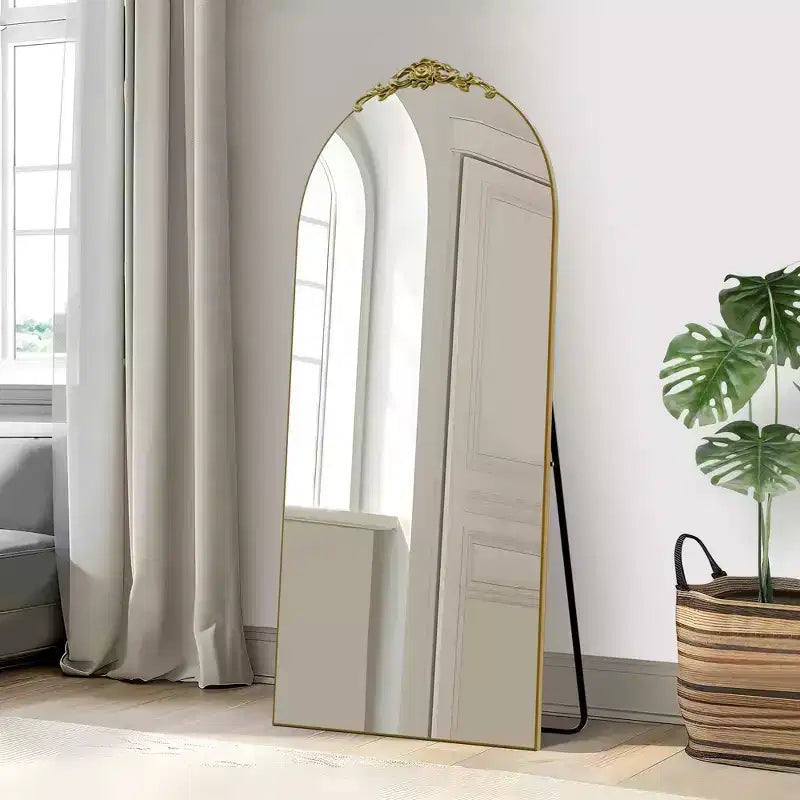 Holz-Rechteck-Bogen Ganzkörperspiegel - Elegantes Design