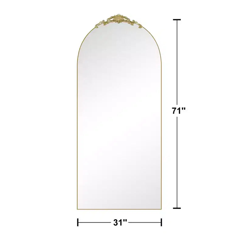 Specchio a figura intera ad arco retto in legno - Design elegante