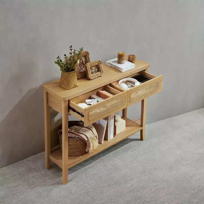 Pfeil Konsolentisch Konsolentisch mit Schubladen Kleiner Flurtisch Rattan Konsolentisch Flur-Konsolentisch Holzkonsolentisch