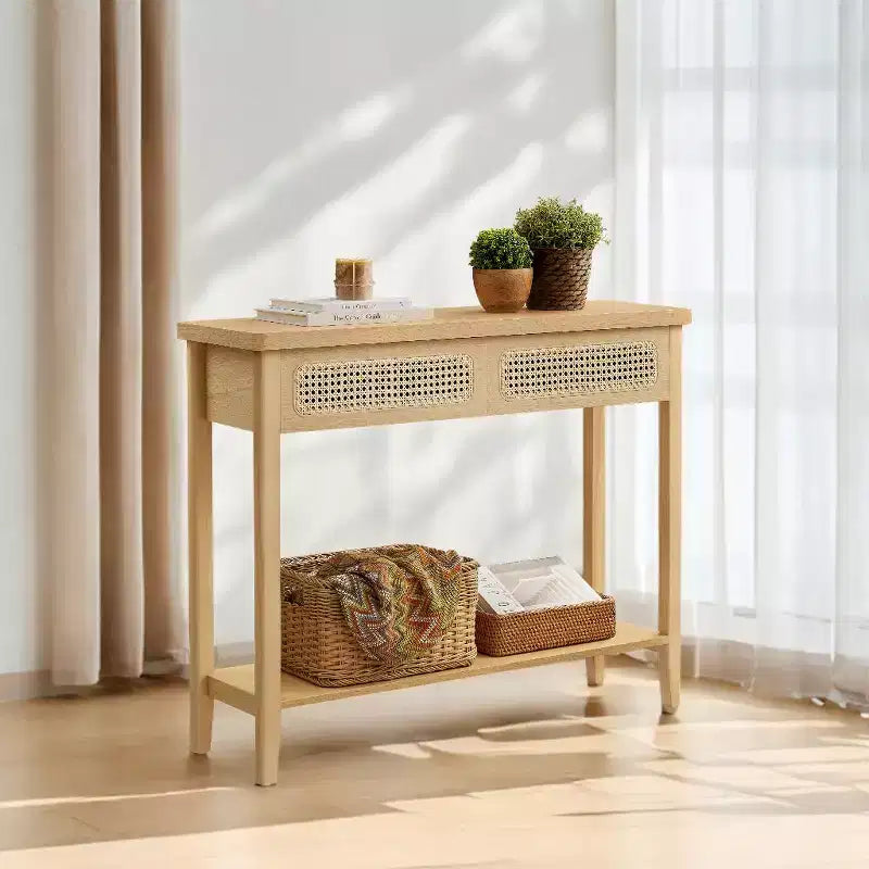 Pfeil Konsolentisch Konsolentisch mit Schubladen Kleiner Flurtisch Rattan Konsolentisch Flur-Konsolentisch Holzkonsolentisch