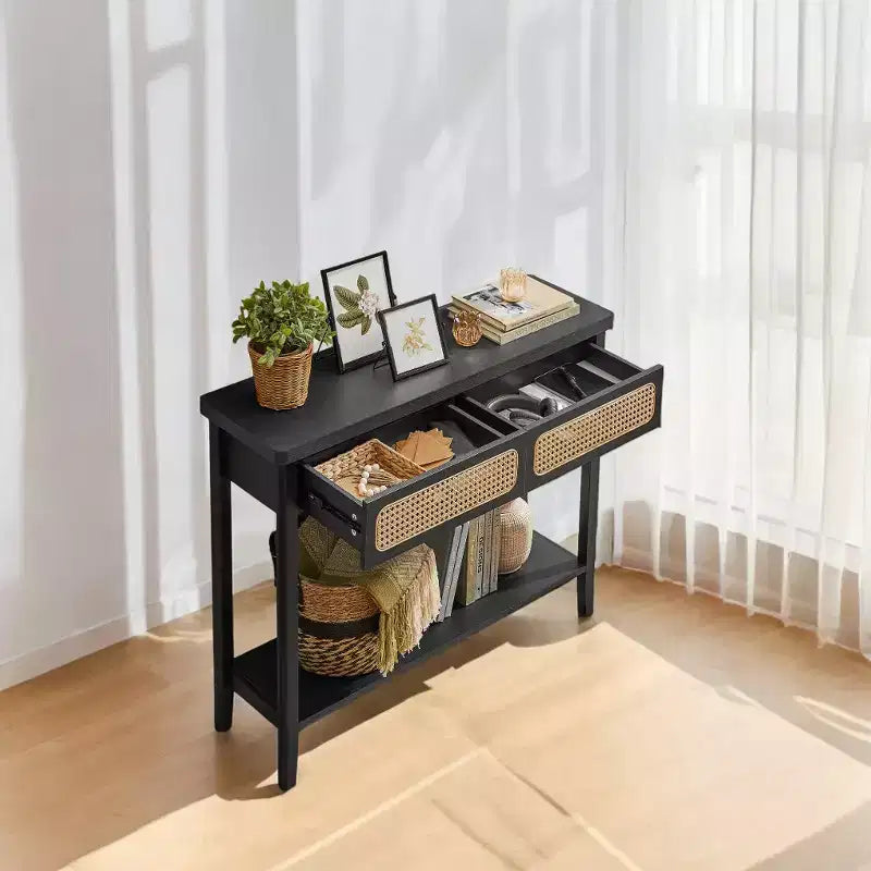 Pfeil Konsolentisch Konsolentisch mit Schubladen Kleiner Flurtisch Rattan Konsolentisch Flur-Konsolentisch Holzkonsolentisch