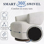 Drehbarer Fassstuhl, Vollständig montiertes Akzent-Loungesofa mit 360-Grad-Basis, Runder Clubstuhl für Wohnzimmer, Schlafzimmer, Büro, Elfenbein