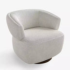 Drehbarer Fassstuhl, Vollständig montiertes Akzent-Loungesofa mit 360-Grad-Basis, Runder Clubstuhl für Wohnzimmer, Schlafzimmer, Büro, Elfenbein
