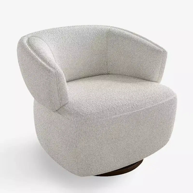 Drehbarer Fassstuhl, Vollständig montiertes Akzent-Loungesofa mit 360-Grad-Basis, Runder Clubstuhl für Wohnzimmer, Schlafzimmer, Büro, Elfenbein