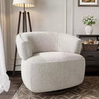 Drehbarer Fassstuhl, Vollständig montiertes Akzent-Loungesofa mit 360-Grad-Basis, Runder Clubstuhl für Wohnzimmer, Schlafzimmer, Büro, Elfenbein