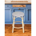 Chaise de bar sans dossier hauteur comptoir en plastique gris naturel et rotin robuste