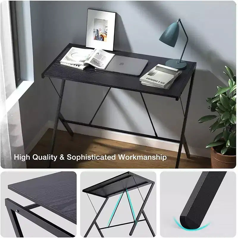 Moderner Metall-Schreibtisch für Home Office, Tisch, Schwarz, 35,4 Zoll