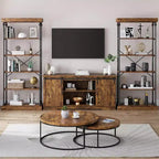 6 Tier Wooden Industrial Bookshelf,Open Shelf with Metal Frame,Large Grey Display Shelf for Bedroom,Living Room,Office