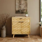 Wavy Carving Wooden Cabinet Sideboard with Drawer Storage