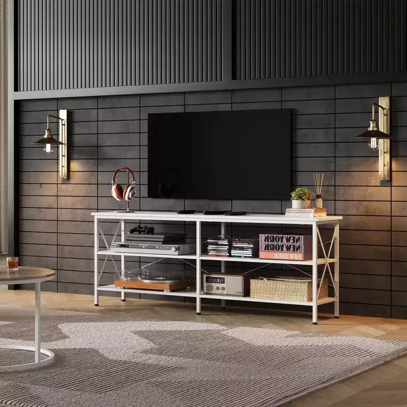 70 inch tv-meubel voor woonkamer en slaapkamer, 63 media console met 3-laagse opbergplanken