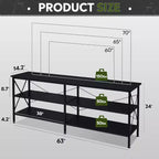 70 inch tv-meubel voor woonkamer en slaapkamer, 63 media console met 3-laagse opbergplanken