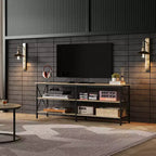 70 inch tv-meubel voor woonkamer en slaapkamer, 63 media console met 3-laagse opbergplanken
