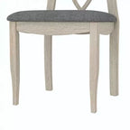 Rustikale Holzstühle für Esszimmer, Gummibaumholz Küchenstühle mit gepolstertem Sitz & elegantem hohlem Rückenlehne, Grau