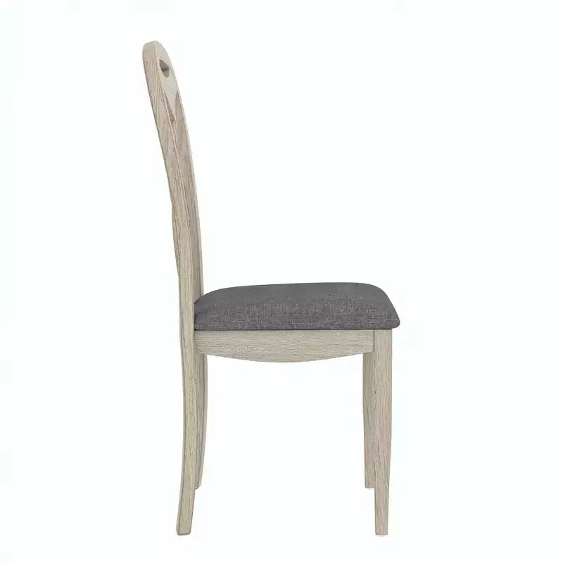 Rustikale Holzstühle für Esszimmer, Gummibaumholz Küchenstühle mit gepolstertem Sitz & elegantem hohlem Rückenlehne, Grau