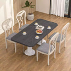 Rustikale Holzstühle für Esszimmer, Gummibaumholz Küchenstühle mit gepolstertem Sitz & elegantem hohlem Rückenlehne, Grau