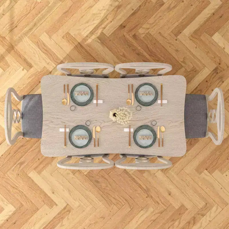 Rustikale Holzstühle für Esszimmer, Gummibaumholz Küchenstühle mit gepolstertem Sitz & elegantem hohlem Rückenlehne, Grau