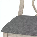 Rustikale Holzstühle für Esszimmer, Gummibaumholz Küchenstühle mit gepolstertem Sitz & elegantem hohlem Rückenlehne, Grau