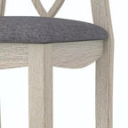 Rustikale Holzstühle für Esszimmer, Gummibaumholz Küchenstühle mit gepolstertem Sitz & elegantem hohlem Rückenlehne, Grau