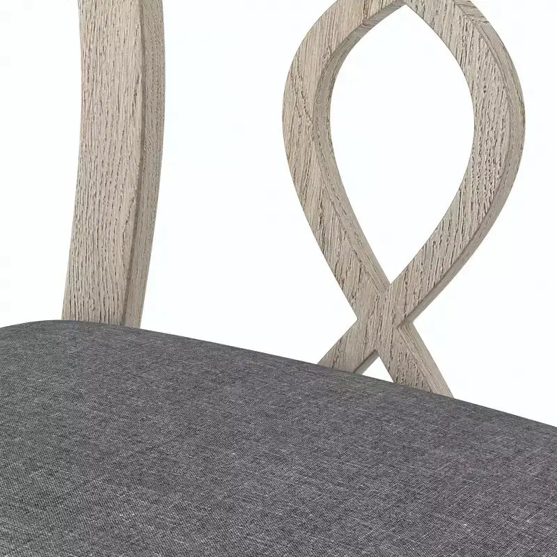 Rustikale Holzstühle für Esszimmer, Gummibaumholz Küchenstühle mit gepolstertem Sitz & elegantem hohlem Rückenlehne, Grau
