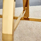 Runder Couchtisch Esstisch Moderner Cocktailtisch Beistelltisch mit Metallbeinen, Gold+Weiß/Schwarz+Holz-ModernLuxe
