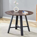 Runder Couchtisch Esstisch Moderner Cocktailtisch Beistelltisch mit Metallbeinen, Gold+Weiß/Schwarz+Holz-ModernLuxe