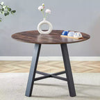 Runder Couchtisch Esstisch Moderner Cocktailtisch Beistelltisch mit Metallbeinen, Gold+Weiß/Schwarz+Holz-ModernLuxe
