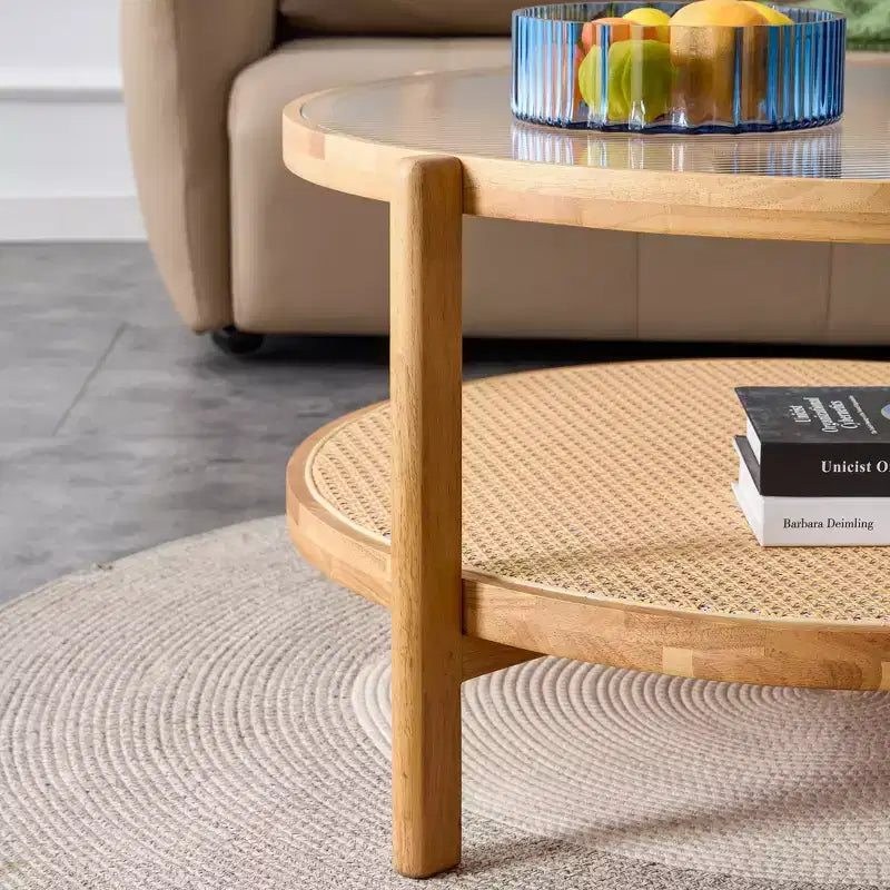 Modern Coffee Table Small Round Coffee Table with Glass Tabletop