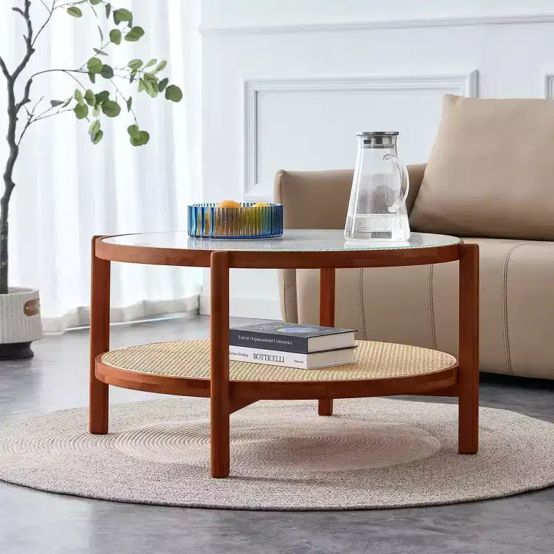 Modern Coffee Table Small Round Coffee Table with Glass Tabletop