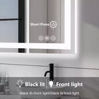 24x32 Zoll beleuchteter Badezimmerspiegel, Aluminiumrahmen, Schminkspiegel mit 3 Lichtfarben, Weiß  