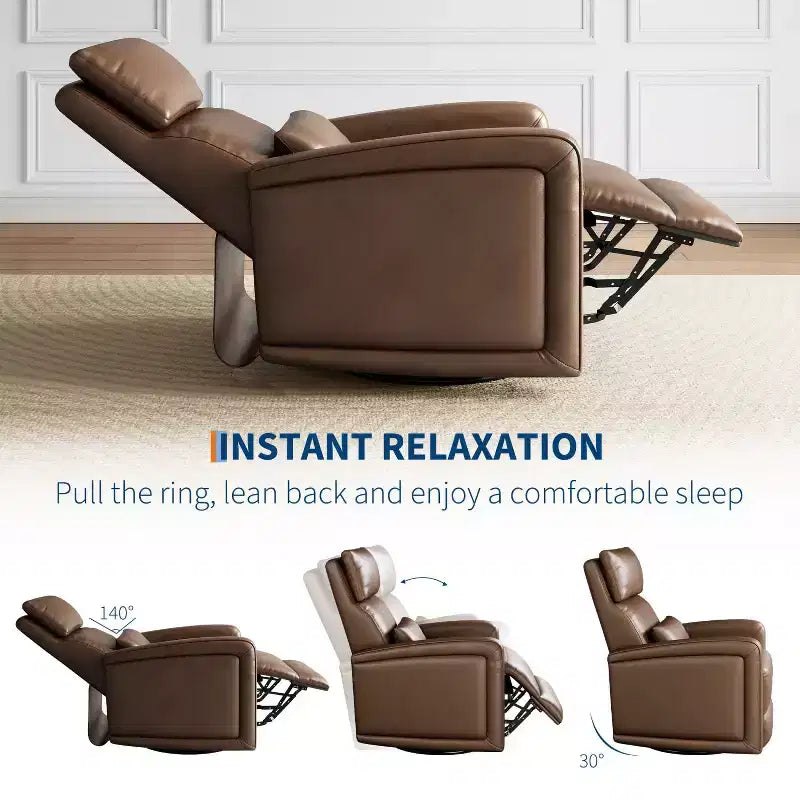 Handmatige Relaxstoel, 360 Graden Draaibare Schommelstoel Relaxstoel, Zachte Kunstleren Gestoffeerde Sofa Stoel met Ergonomische Rugleuning voor Volwassenen