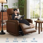 Handmatige Relaxstoel, 360 Graden Draaibare Schommelstoel Relaxstoel, Zachte Kunstleren Gestoffeerde Sofa Stoel met Ergonomische Rugleuning voor Volwassenen